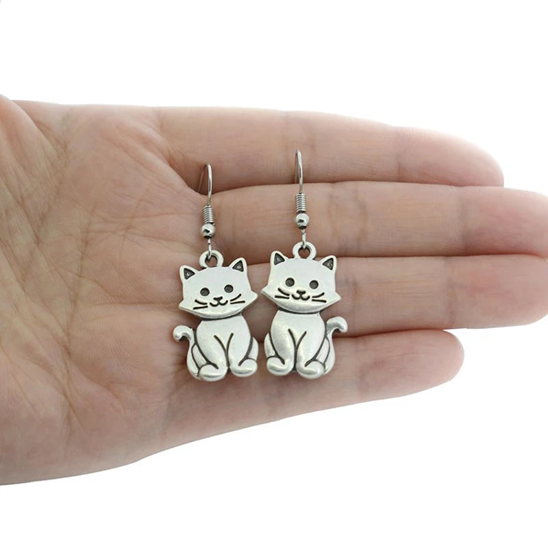 New Vintage Cute Cat Drop Long Earrings For Women Boho Pet Brincos Fashion Jewelry Dangle Earring Pendientes Lover Party Gifts