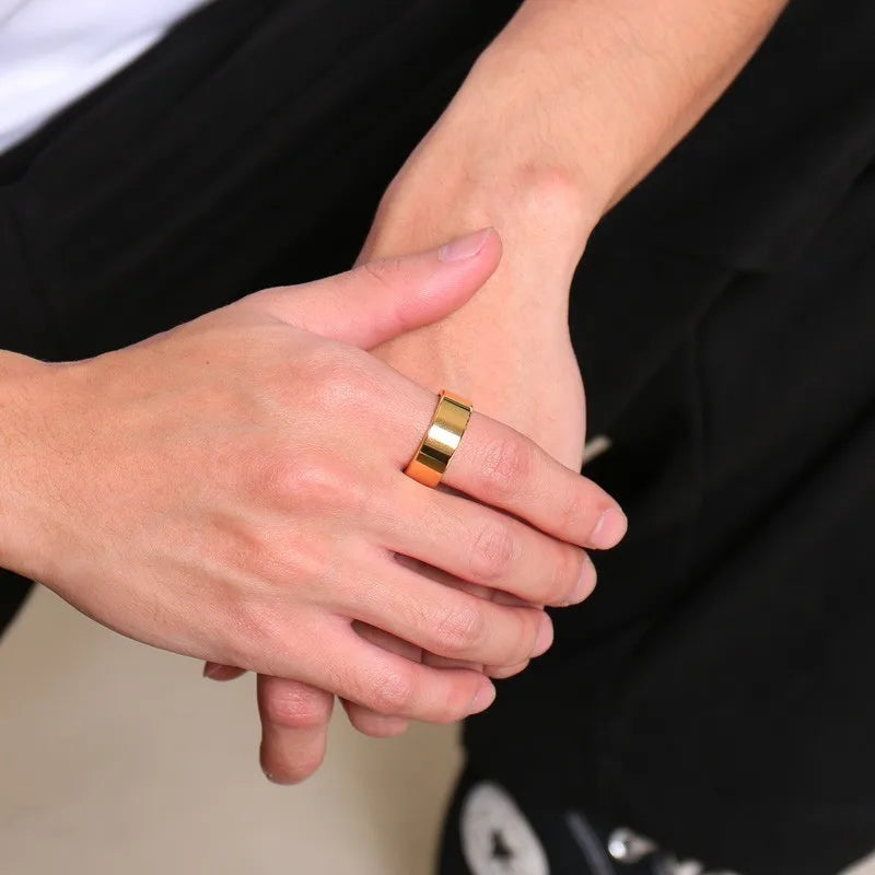 Vnox Basic Wolframkarbidringe für Männer, 8 mm, hochglanzpoliert, Farbe Gold, männlicher Anel Alliance-Jubiläumsgeschenke