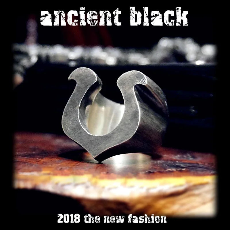 BEIER Bague homme fer à cheval couleur antique nordique en acier inoxydable 316L cheval Viking bijoux de haute qualité LLBR8-520R