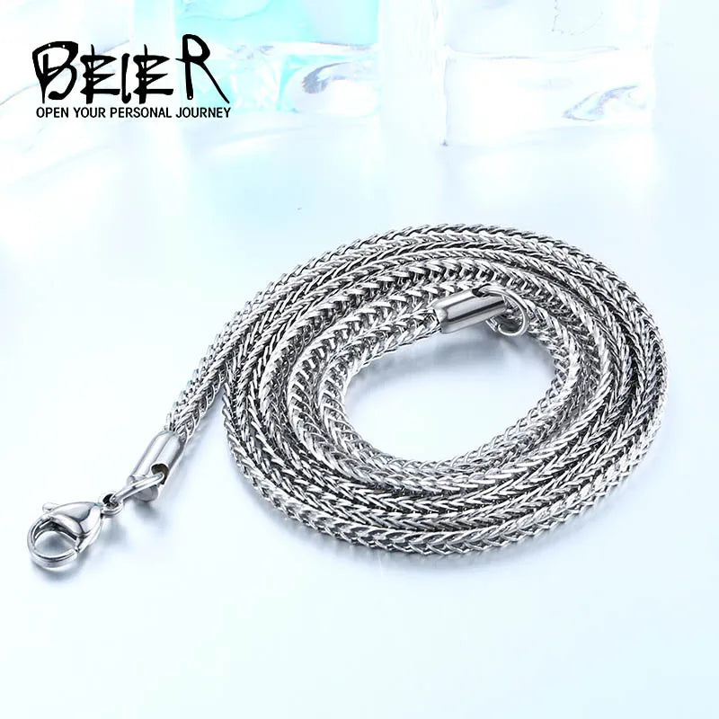 Beier 1.5/2/34mm stainless steel necklace twist trendy Square Fox chain necklace boy/man BN1043