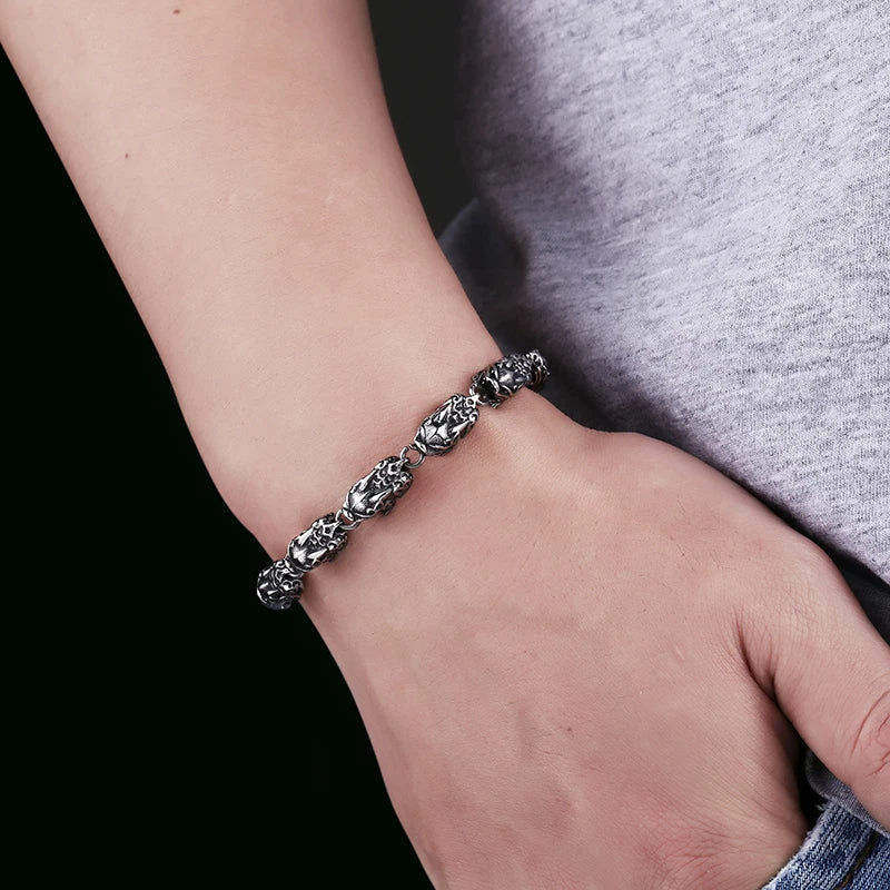 Beier new store 316L Stainless Steel bracelet Punk domineering skull Chain men Bracelets Bangles Fashion Jewelry LLBC8-009R