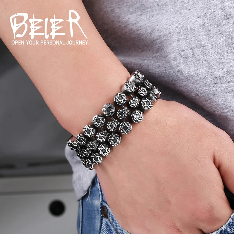 Beier 316L Stainless Steel bracelet punk Bracelet For Biker Man Unique Design Jewelry Bracelet For Boy LLBC8-013