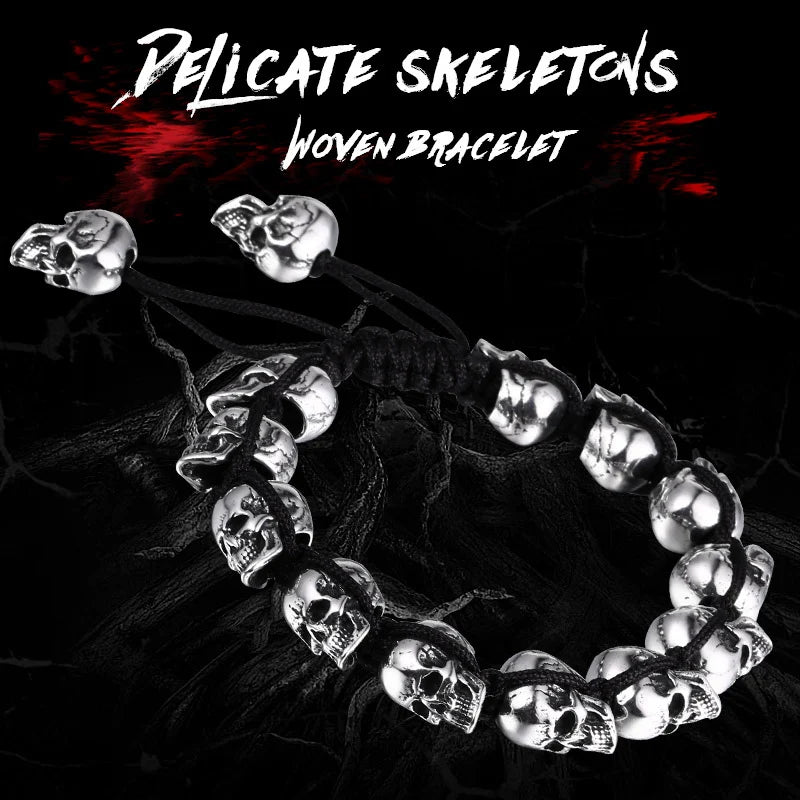 Beier new store 316L Stainless Steel Hand-woven skull bracelet pop rock punk men's bracelet High quality jewelry LLBC8-055C - Madeinsea©