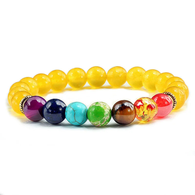 11 Natural Stone Beads Multicolor Bangle 7 Chakra Healing Balance Beads Bracelet for Women Reiki Prayer Yoga Wristband Jewelry