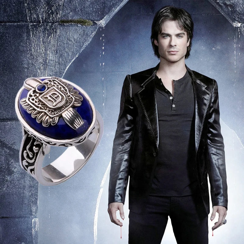 The Vampire Diaries Ring New Fashion Punk Blue Enamel Ring For Women Men Fashion Jewelry Accessories 6D3008 - Madeinsea©