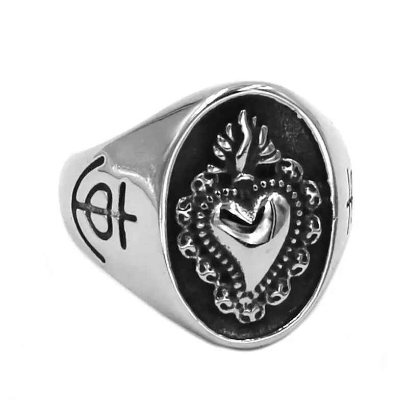 Heart Shaped Ring with Crown / Stainless Steel - Madeinsea©