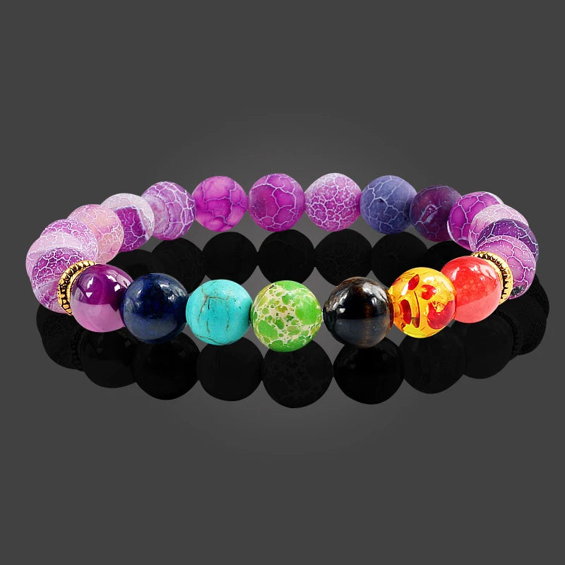 11 Natural Stone Beads Multicolor Bangle 7 Chakra Healing Balance Beads Bracelet for Women Reiki Prayer Yoga Wristband Jewelry