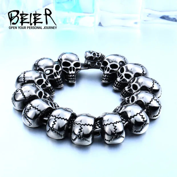 Beier 316L Stainless Steel bracelet punk skull Bracelet for Man Fashion Jewelry LLBC8-003