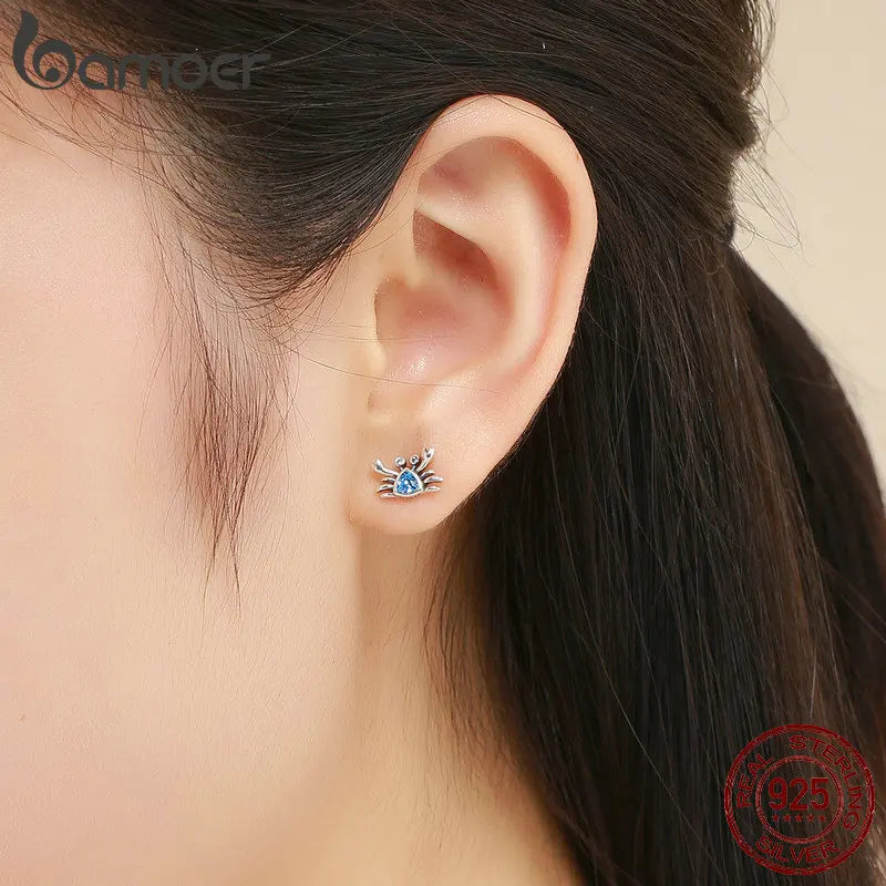925 Sterling Silver Ocean Crab Earrings for Women - Madeinsea©