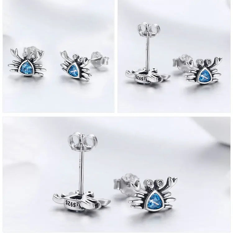 925 Sterling Silver Ocean Crab Earrings for Women - Madeinsea©