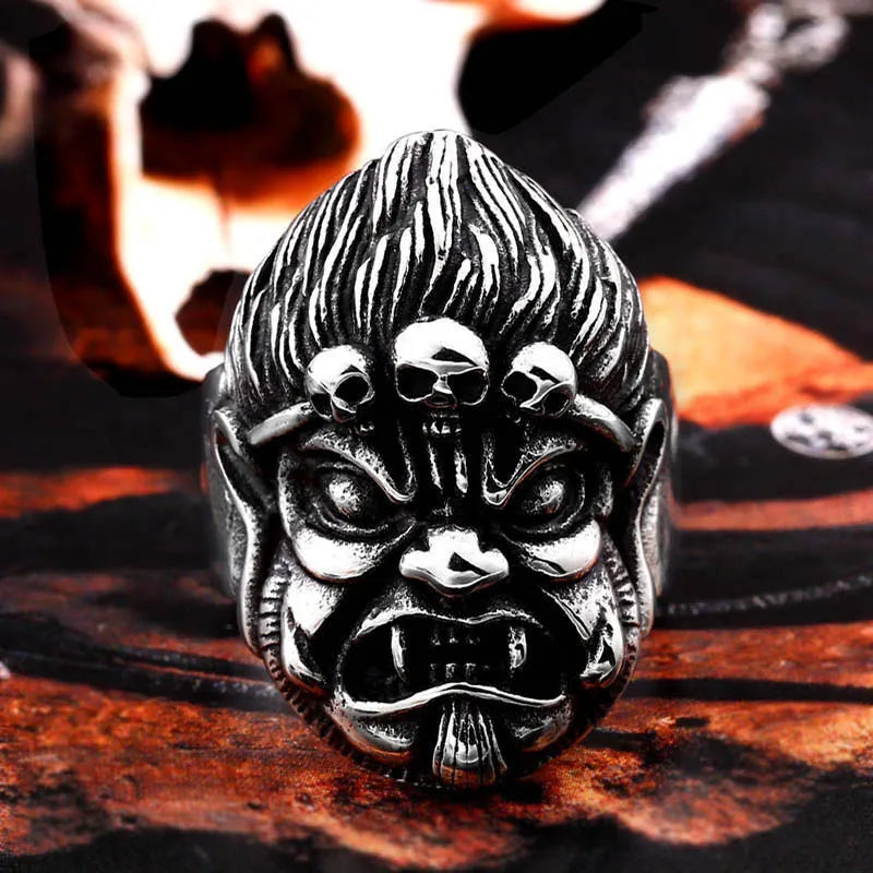 Beier new store 316L Stainless Steel chinese wukong skull ring Oriental Monkey King Myths man's ring LLBR8-550R