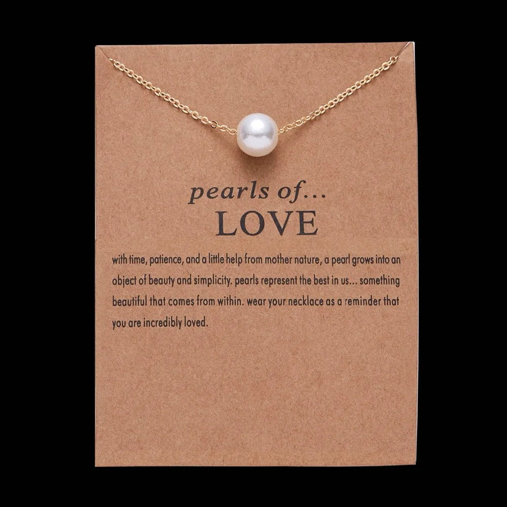 Hot Sale Imitation Pearl of Love Gold-Color Pendant Necklaces Clavicle Chains necklace Fashion Chain Necklace Women Jewelry