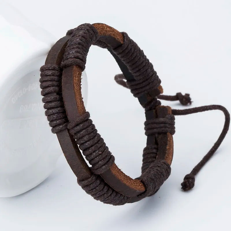 TYO New Fashion Anchor Leather Men's Bracelets Popular Bangle DIY Handmade Weave Charm Bracelets Pulseras!