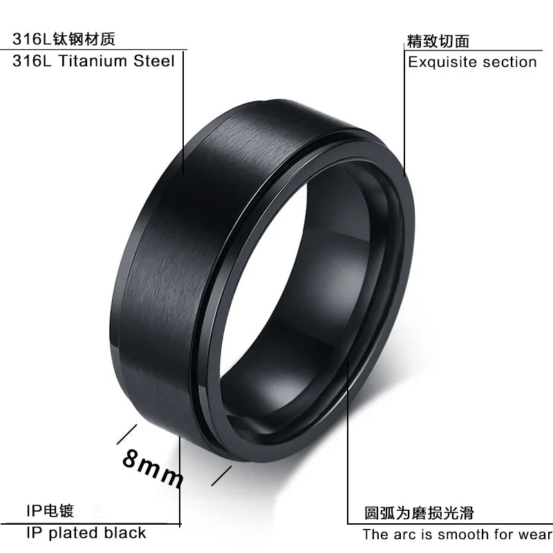 Beier new store 316L Stainless Steel Fashion black matte simple wild ring high quality jewelry gift for men and women LLBR-R096R
