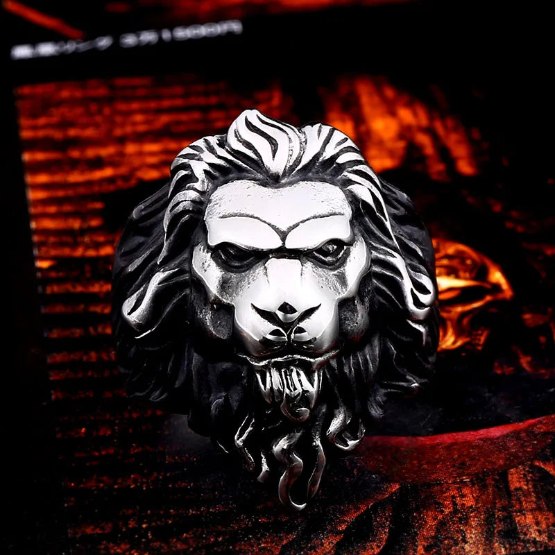 Bague pour homme Beier en acier inoxydable 316L avec tête de lion et roi de la forêt, bijou classique de haute qualité, protection animale, dieu LLBR8-676R