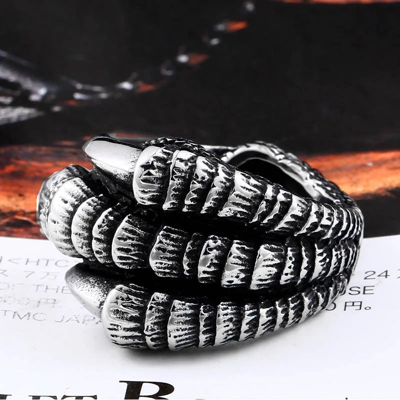 Beier new store 316L Stainless Steel mythology dragon claw ring steel men Vintage fashion adjustable Rings LLBR8-556R