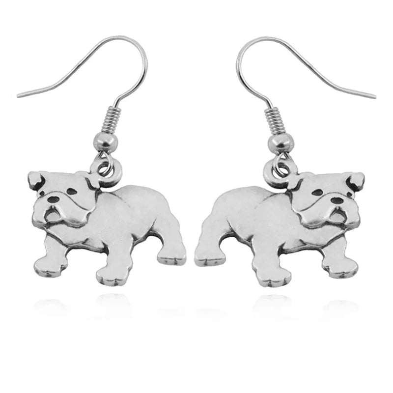 Vintage 3D English Bulldog Drop Earring Bohe Dog Charms Earrings For Women Brincos Long Earings fashion Jewelry Pendientes Mujer