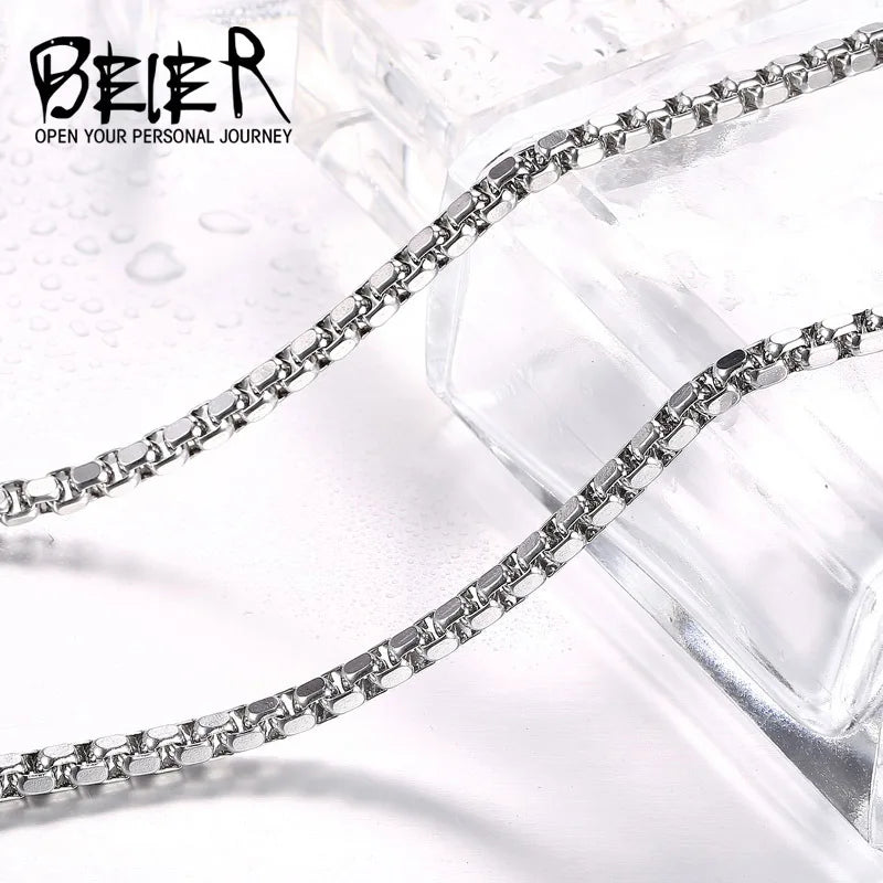 Beier 2.5mm/3mm/4mm Stainless Steel Necklace long Chain Trendy Chain Necklace Boy Man Necklace BN1009