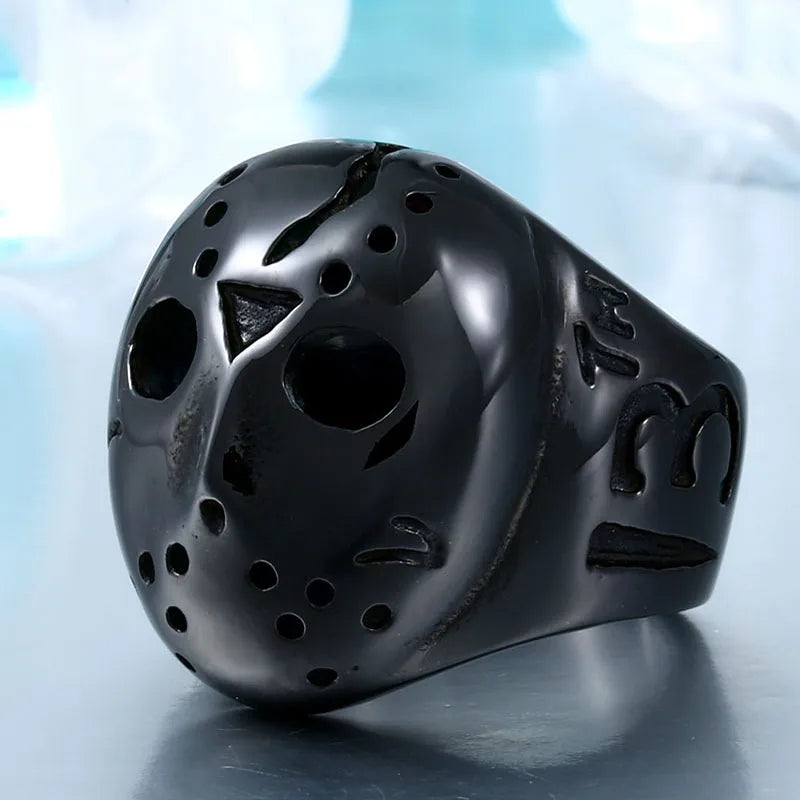 Beier new store 316L Stainless Steel Jason Halloween Party Men's Rings Cool Hockey High Quality Jewelry LLBR8-052R