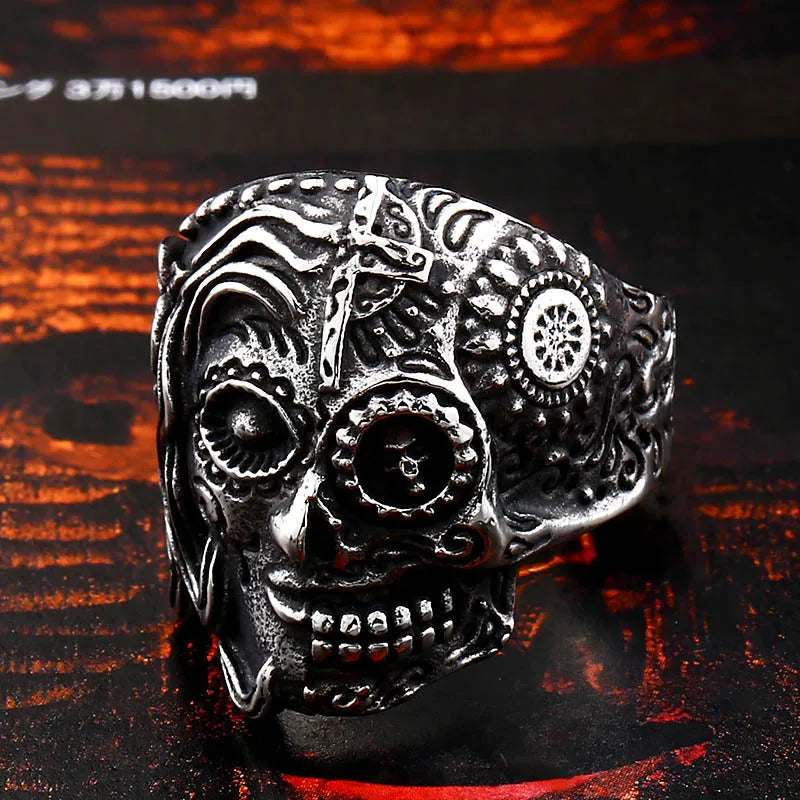 Beier new store 316L Stainless Steel skull punk ring Pattern Fashion high quality jewelry LLBR8-552R