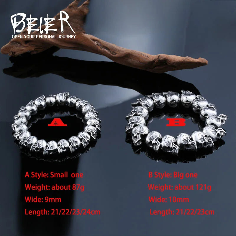 Beier 316L Stainless Steel bracelet new design punk skull men Bracelet Vintage Cool Jewelry LLBC8-027