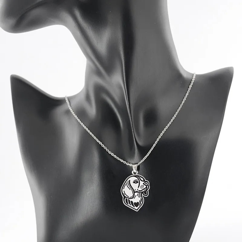 Vintage Silver Color Stainless Steel Long Chains Beagle Pendant Pet Lover Necklace Bohomian Dog Necklaces For Women Men Jewelry