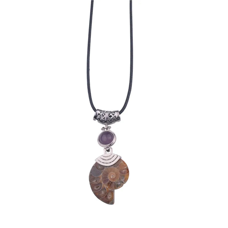 Natural Ammonite necklaces & pendants with Lapis Lazuli Beads Stone Jewelrcollier christmas gifts