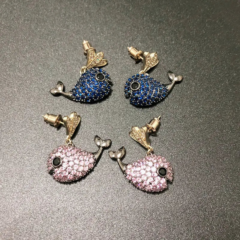 Blue Whale Zircon Earring for Women - Madeinsea©