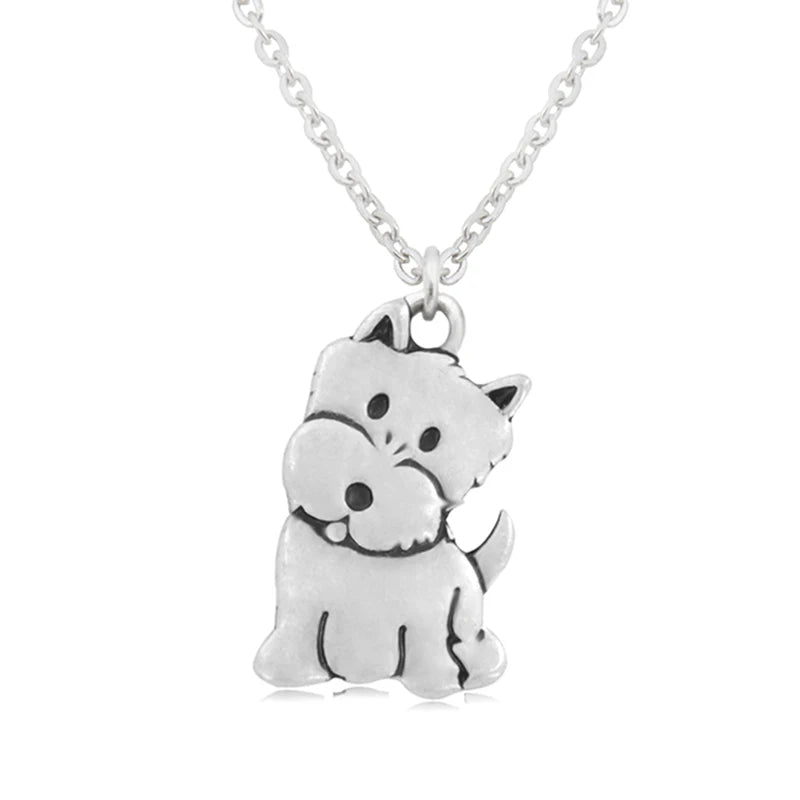 New Fashion West Highland Terrier Dog Pendant Necklaces For Women Stainless Steel Chain Pets Dogs Necklace Jewelry Choker Femme