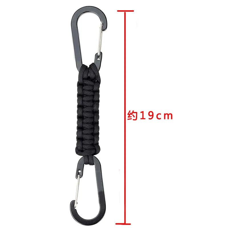 MKENDN Outdoor sports carabiner pendant camouflage tactical seven-core umbrella rope woven double carabiner key chain - Madeinsea©