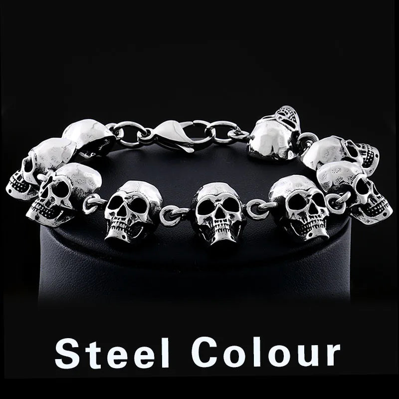 Bracelet homme Beier en acier inoxydable 316L Punk rétro et crâne en acier grand et petit avec bijoux de haute qualité LLBC8-064C