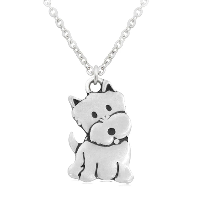 New Fashion West Highland Terrier Dog Pendant Necklaces For Women Stainless Steel Chain Pets Dogs Necklace Jewelry Choker Femme