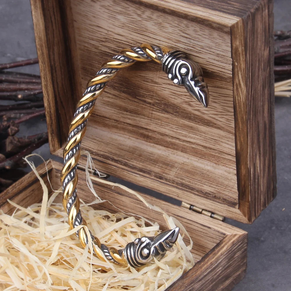Nordic Viking Raven Bracelet (with Viking Wooden Gift Box) - Madeinsea©