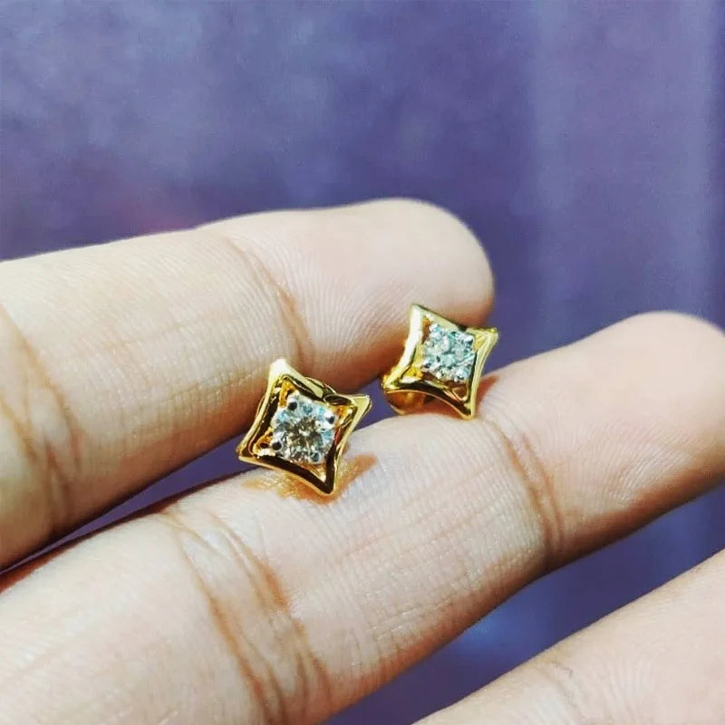 Women's 18 K Gold Earrings Exquisite Square CZ Pendant Earrings Female Personality Wild Jewelry Aretes De Mujer Women Jewelry