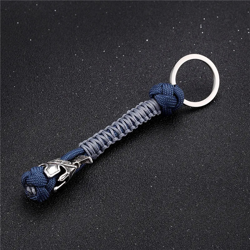 MKENDN Vintage Spartan Warrior Lanyard Metal Keychain Handmade Woven Survival Paracord Rope Keyring For Men Jewelry Accessories - Madeinsea©
