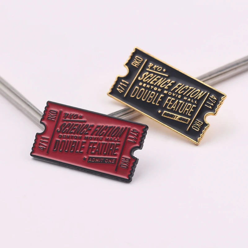 Red Black Movie Tickets Enamel Pins Rocky Horror Picture Show Ticket Brooches Badges Denim Shirt Lapel Pin Jeweley Friend Gifts
