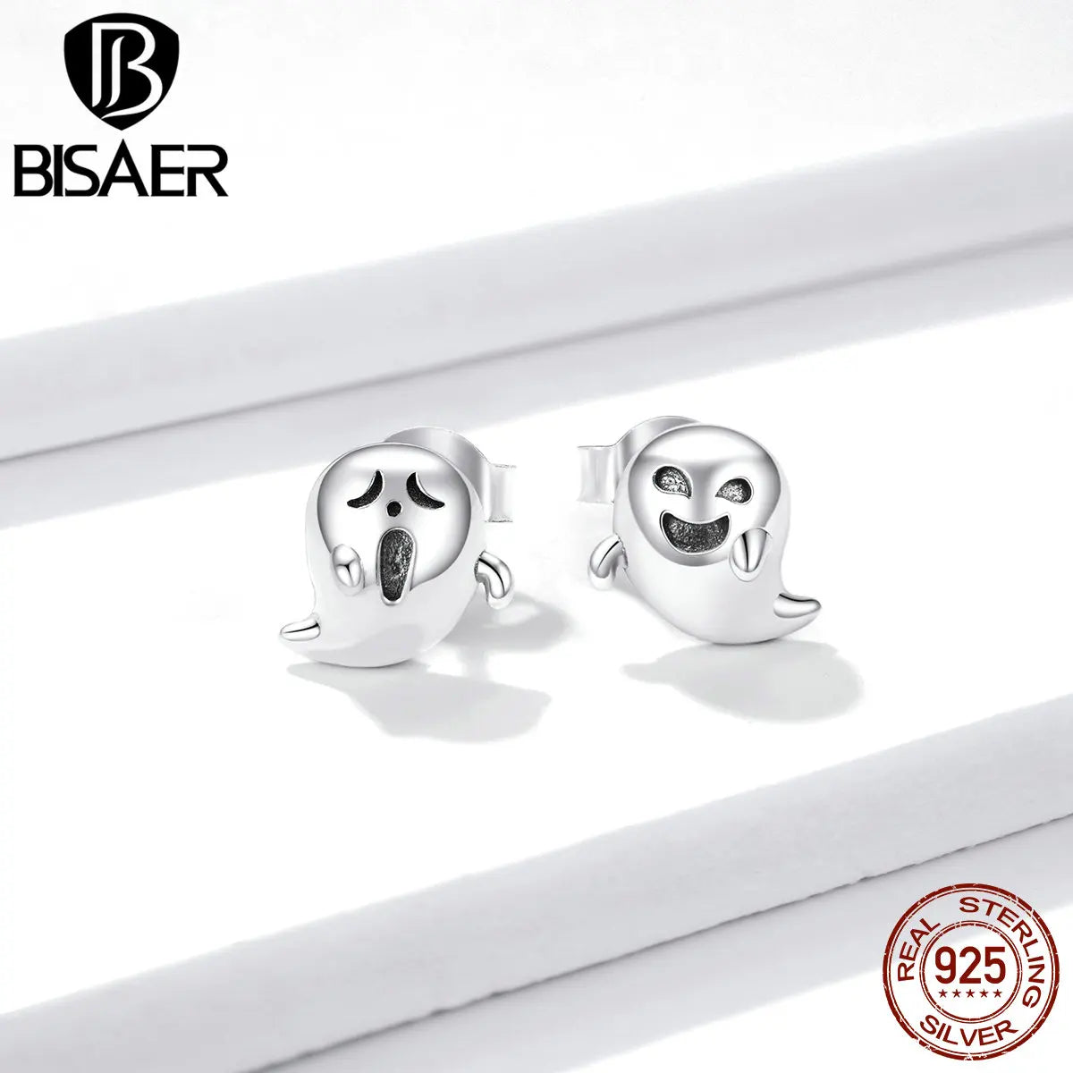 BISAER Boucles d'oreilles en argent sterling 925 pour femme, bijoux fantaisie en forme de petit diable, cadeau d'Halloween, EFE421