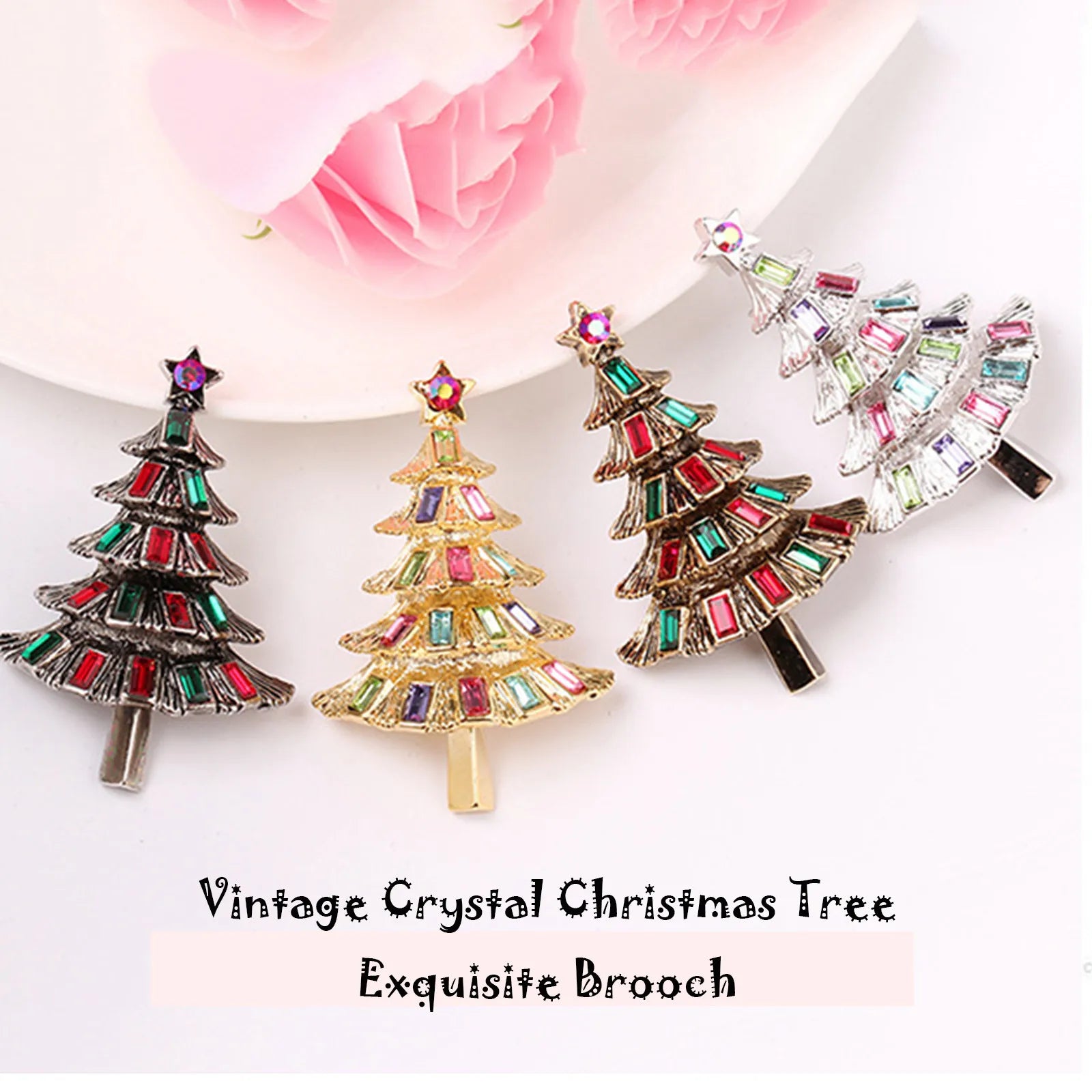 Christmas Tree Brooches for Women Rhinestone Xmas Tree Brooch Gift Fashion Jewelry Festival Brooch Winter Coat Cap Brooches