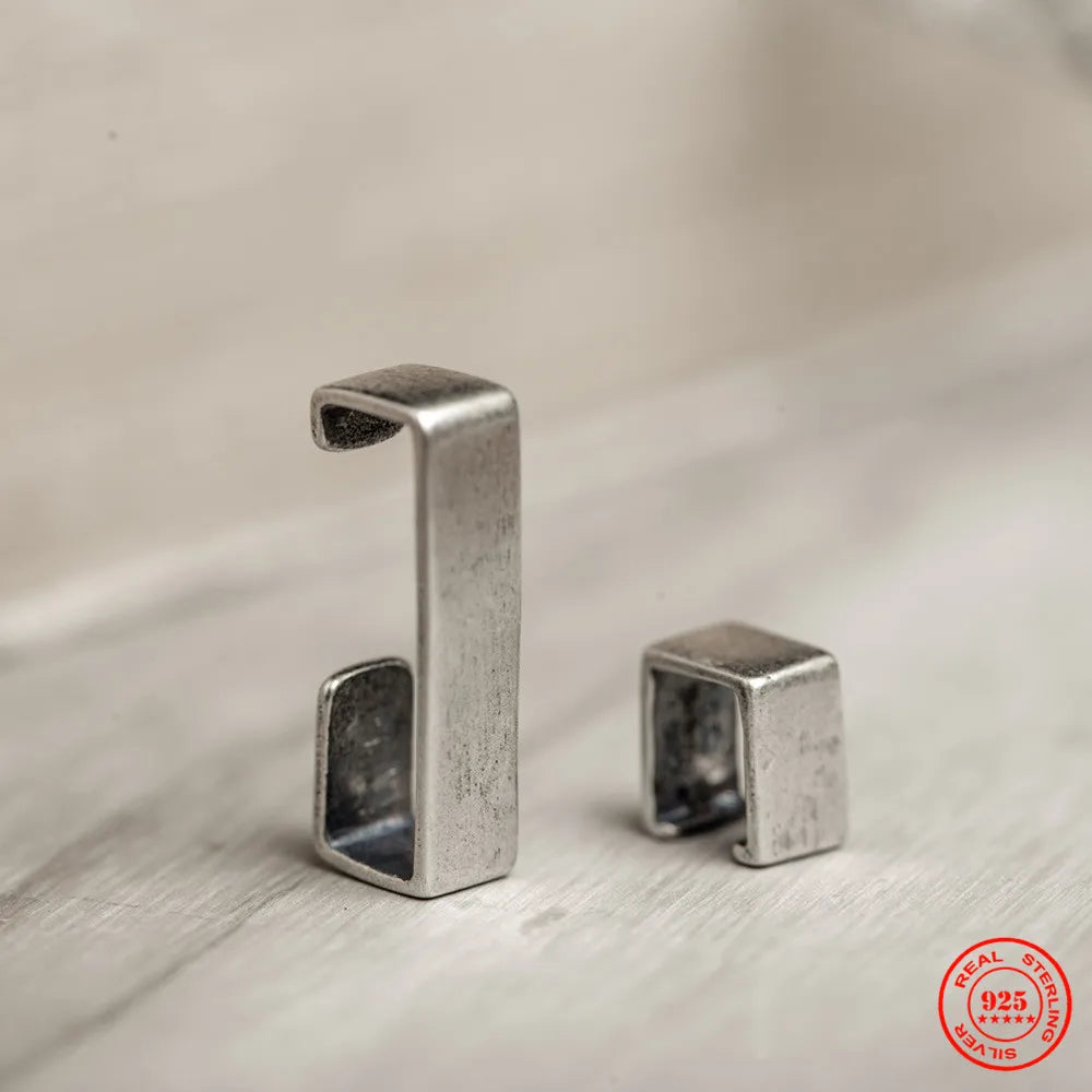 925 Sterling Silver Minimalist Rectangle Vintage Ear Bone Clip Cuffs Earrings For Women Men No Piercing Fake Cartilage Earrings