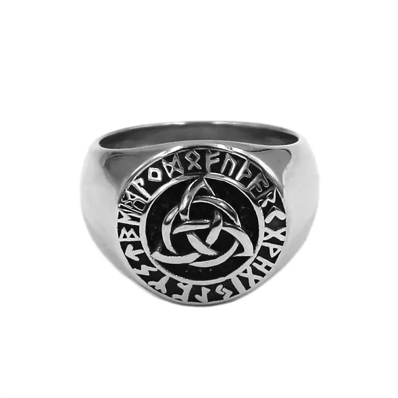 Charm Nordischer Wikinger-Runenring Edelstahlschmuck Klassischer Wikinger-Keltischer Knoten Verlobungs-Hochzeits-Bikerring für Männer SWR0996A