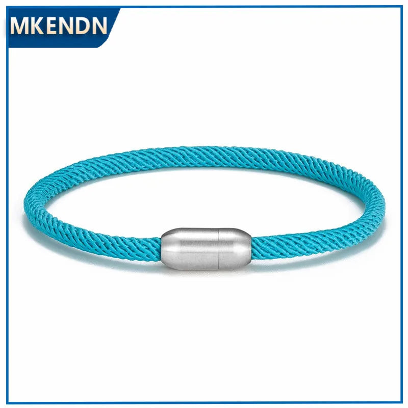 MKENDN Men Women Minimalist Single Nautical Survival Rope Paracord Bracelet Stainless Steel Yoga Magnet Jewelry - Madeinsea©
