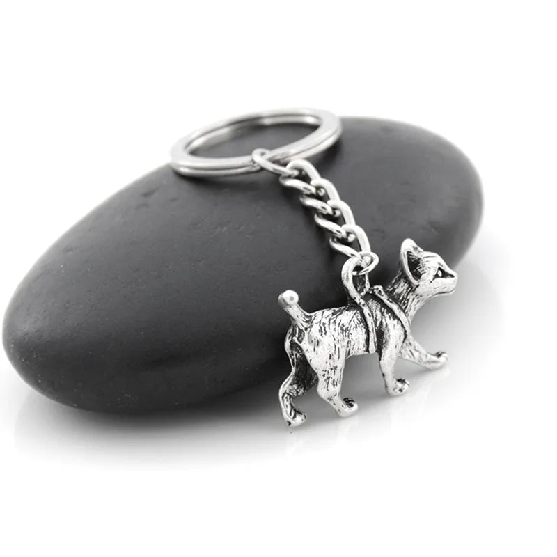 Retro Cat Keychain Vintage Silver Plated Pet Animal Key Chain Keyring Bag Charm Women Child Pet Lover Jewelry Accesorios Mujer