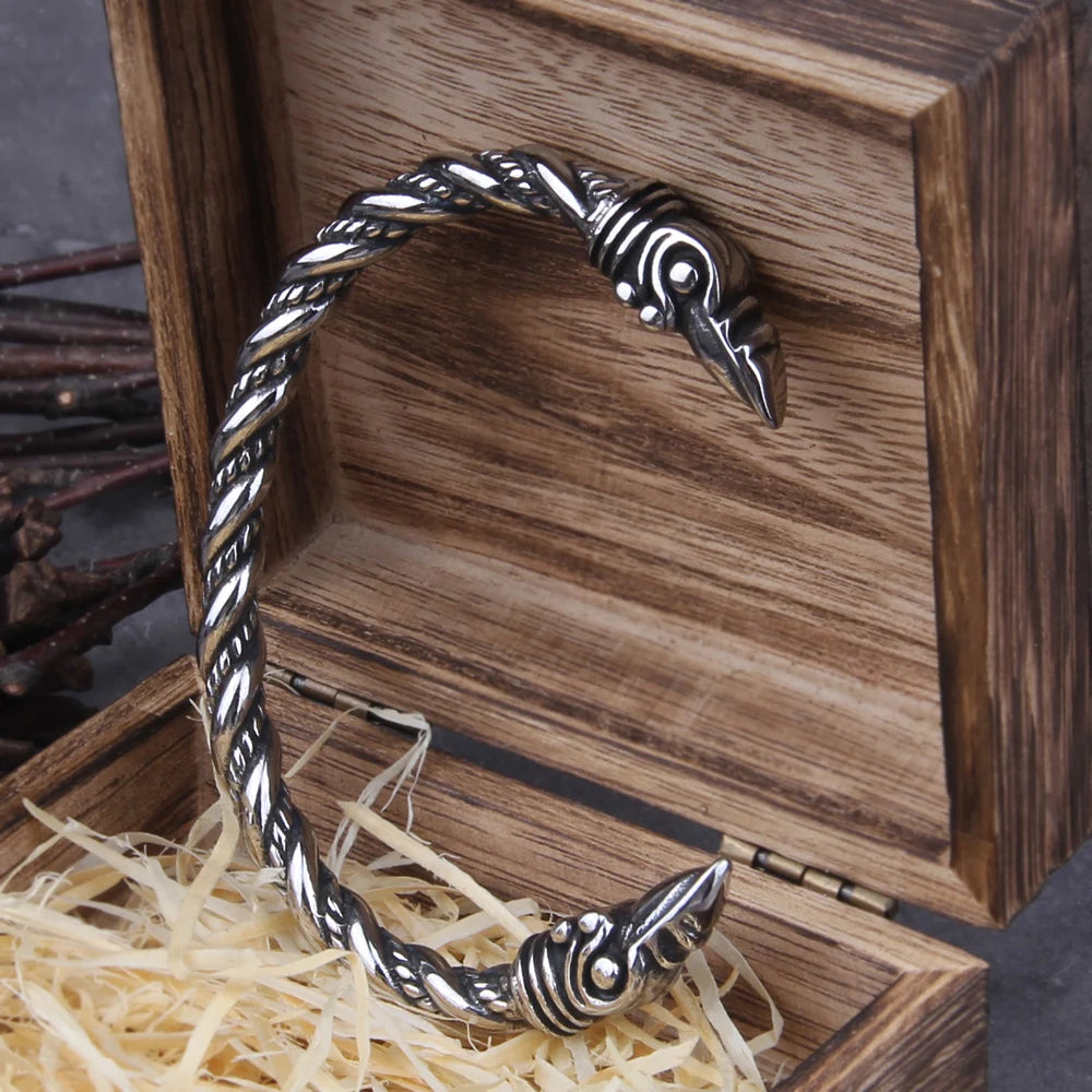 Nordic Viking Raven Bracelet (with Viking Wooden Gift Box) - Madeinsea©