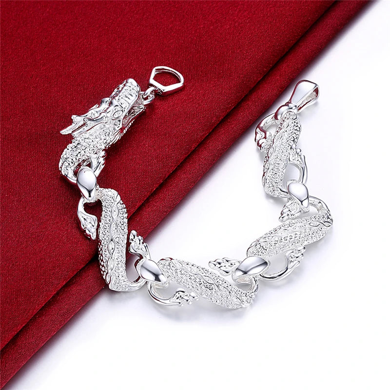 DOTEFFIL 925 Sterling Silver Dragon Cuff Bracelet For Man Women Charm Wedding Engagement Party Fashion Jewelry - Madeinsea©
