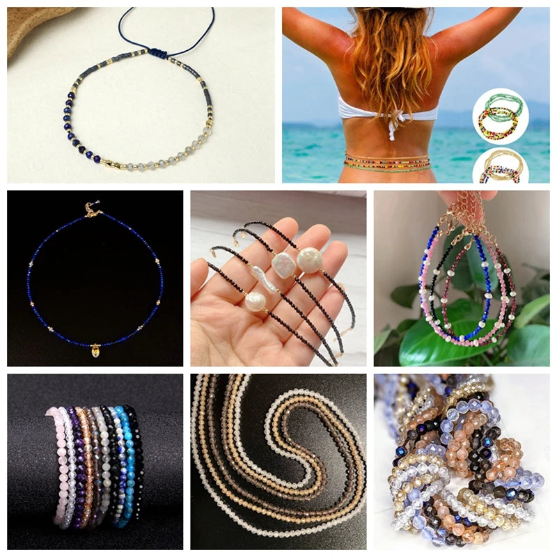 2025 New 2mm 3mm Natural Stone Beads Blue Quartzs Crystal Turquois Aquamarines Beads For Beadwork DIY Bracelet Accessories 38CM