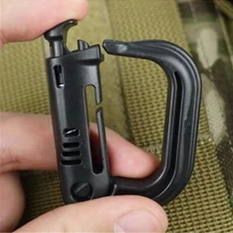 Lot de 5 mousquetons Grimloc Molle avec anneau de verrouillage en D, boucle en plastique pour sac d'extérieur, sac à dos tactique Molle, mousqueton, porte-clés, ABS