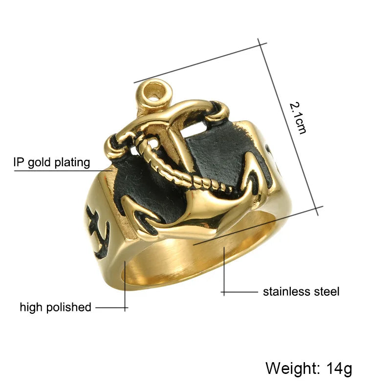Retro Anchor / Nautical 316L Stainless Steel Ring - Madeinsea©