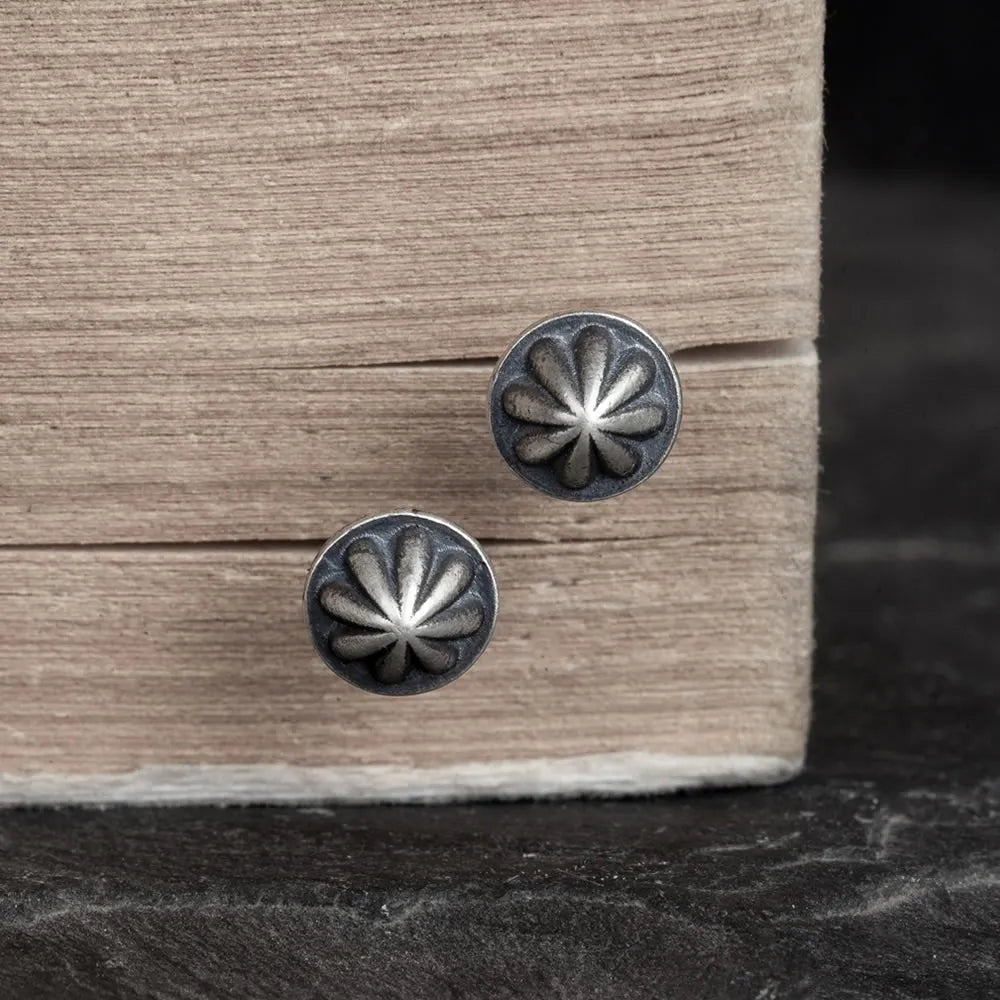 MKENDN 925 Sterling Silver Cloth Button Stud Earrings Men Women Personality Minimalist Ear Jewelry Punk Street Gothic Style