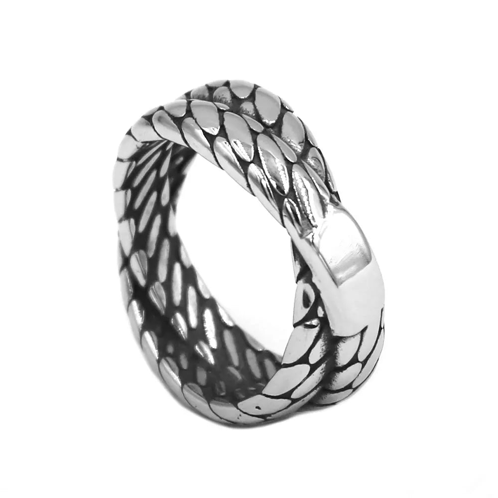Fashion Bicycle Chain Ring Stainless Steel Jewelry Vintage Punk Motor Biker Weaving Chain Women Ring For Mens Gift SWR1001A