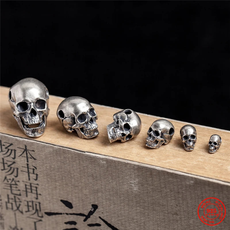 MKENDN 100% 925 Sterling Silver Punk Rock Skull Pendant For Necklace Men Women Fashion Accessories Jewelry
